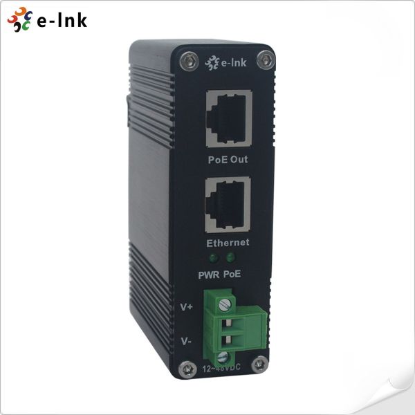 Buy 12~48VDC 1.25G 2.5G 5G 10G Power Over Ethernet Injector 30W DIN Rail PoE Injector at wholesale prices