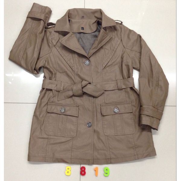 Buy 8819 Ladies fashion pu long jacket stock (coats,blouzes,tops) at wholesale prices