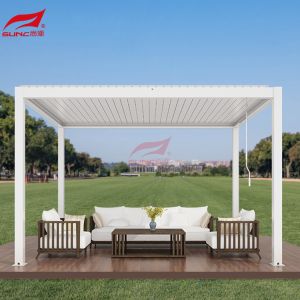 Windproof Retractable Louver Aluminum Pergola Outdoor Manual Patio Pergola