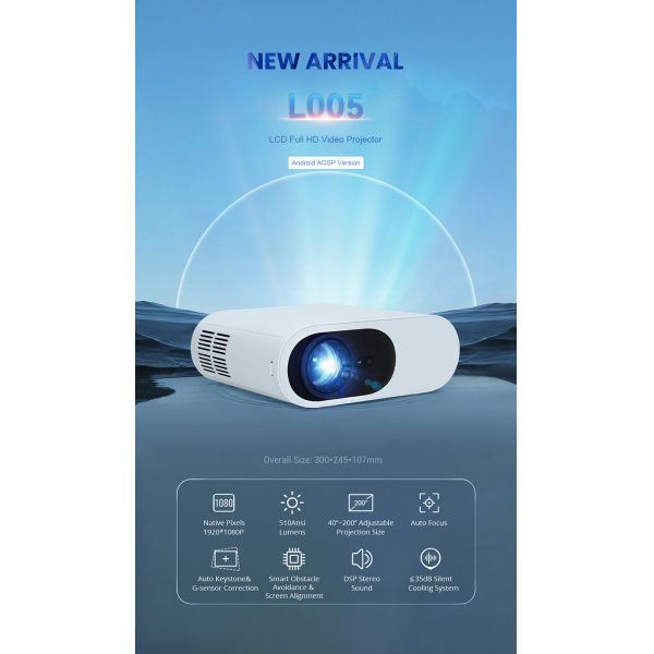 Home Theater Portable Laser Projector TV HD 1080P 510ANSI Auto Focus Auto Keystone