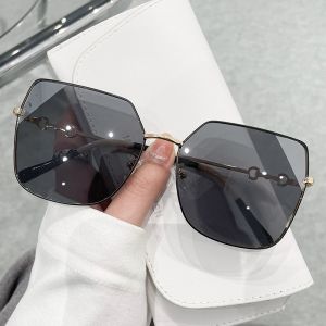 Women Men Oversized Polarized Sunglasses Square Large Metal