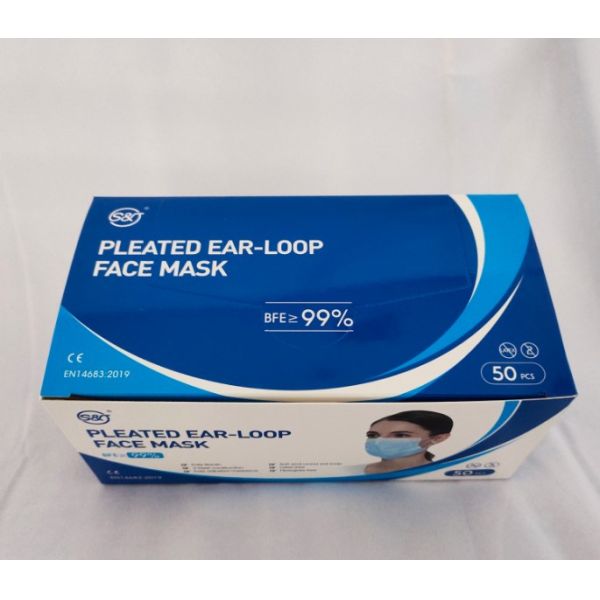 SJ OEM Wholesale Blue surgical mask supplier 3 layers disposable cotton earloop face mask medical