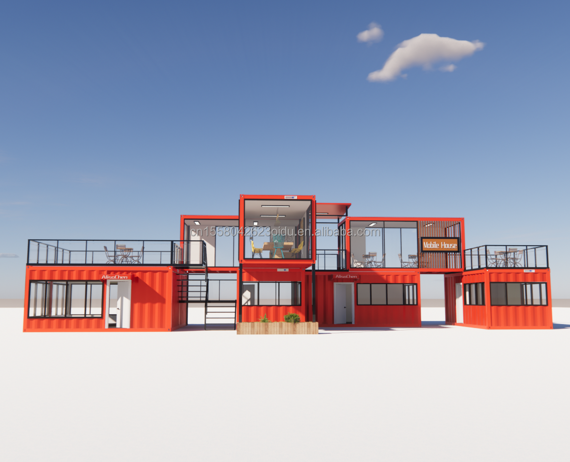 Prefab Modular 3 Bedroom House Galvanized Steel Square Tubes 20ft or 40ft Ready-Made Tiny Cabin Kit Set