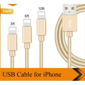 3FT 6FT 10FT USB Data Cable IPhone Charger Cord 1m 1.8m 3m Length Customized
