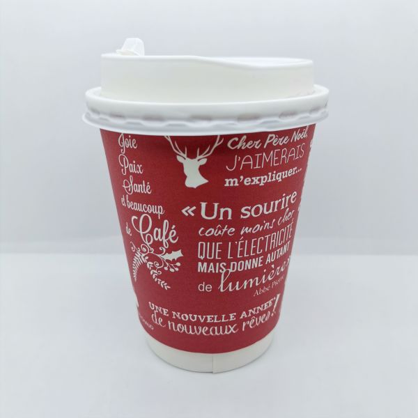 Printed Coffee Ripple Paper Cup With Lid Disposable Single Wall 360ml