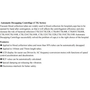 Blood Analysis Instrument Laboratory Centrifuge CTK80R With Refrigeration