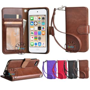 pu leather wallet case for ipod touch 6 with wrist strap,OEM and ODM welcome