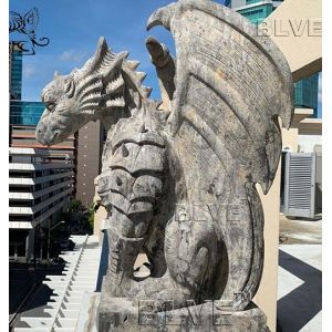 Gothic Gargoyle Dragon Sculpture hand carving Marble Animals Garden Statue