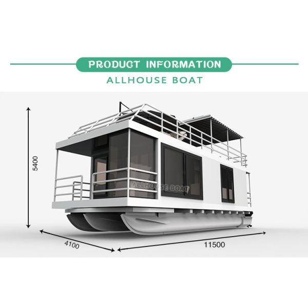 Aluminum Floating Boat Hotel Luxury And Comfort Water Double Deck Houseboat