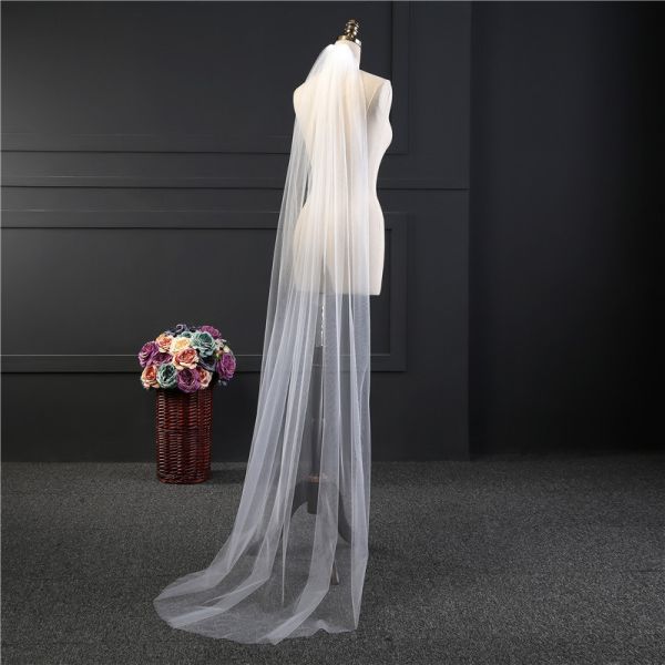 Elegant Customized Wholesale 2m*1.5m Tulle Bridal Wedding White Veil With Hair Comb