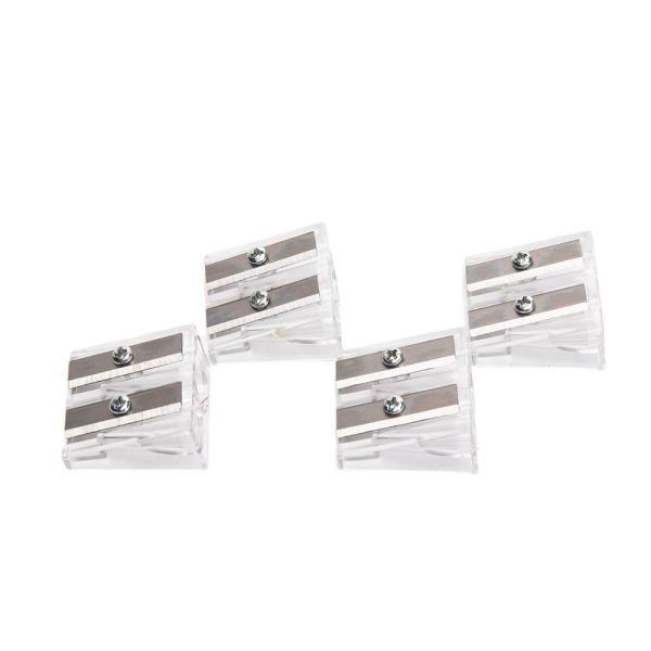 Buy Double Hole Plastic 25mm Manual Pencil Sharpener Transparent at wholesale prices