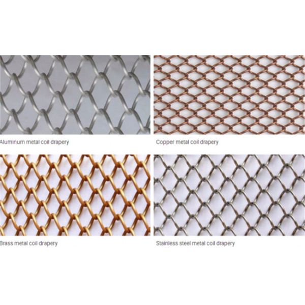 Hotel Ceiling Decorative Metal Mesh Curtain , Metal Coil Drapery Flame Resistant