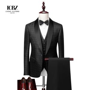 Custom Slim Fit Peaked Lapel Blazer 3 Pcs Two-piece Set for Men's Wedding/Formal