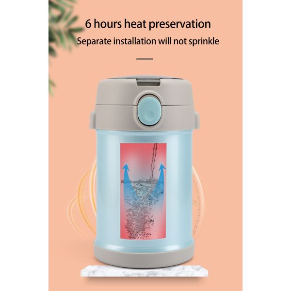 Double-Layer Stainless Steel Vacuum Food Container Jar With Three Independent Compartments