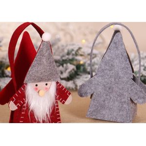 Cute Red Grey Christmas Gift Handbag , 15*24 Cm Santa Candy Bags