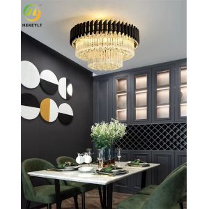 E14 Modern Led Ceiling Lights Crystal Round Circle Flush Mounted