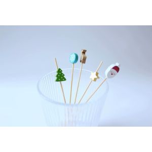 Cocktail skewers with looped knot biodegradable bamboo cocktail picks disposable
