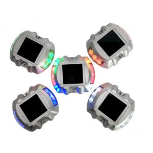 Embedded Solar Road Stud with Aluminum and LED Warning in Red Blue Yellow White