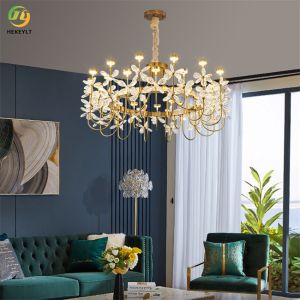 30w-108w Round Led Pendant Light Intergrated Crystal And Metal Petal