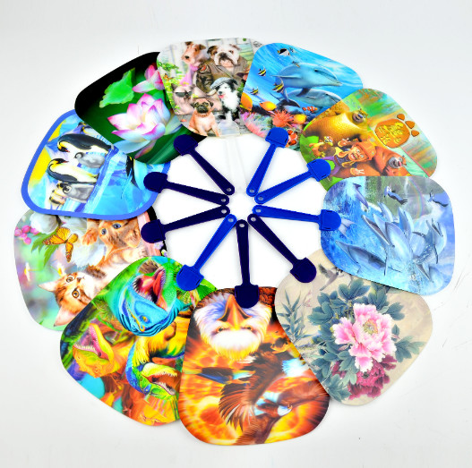 Custom Beautiful Designs 3D Lenticular Hand fan Plastic PET 3D Promotional Hand