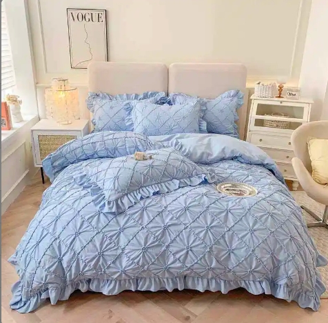 All-Season 100% Cotton Soft Bedding Set with Matching Curtain and Quilt Luxury Egyptian Cotton Set