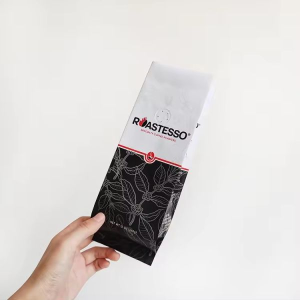 Custom Biodegradable Factory Wholesale Kraft Paper Coffee Bean Side Gusset Packaging Bag Black Bag