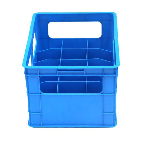 15-Bottle Plastic Soda Water And Beer Crate With 4-Side Handles Wholesale 12 15 20 24 40 Bottles Green Black Blue Red Stackable Turnover Storage