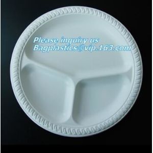 Round 11 inch 4 compartment disposable corn starch plates,3 compartments
