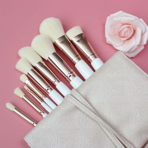 9PCS Exquisite Powder Foundation Brush High Glossy Ferrule With Bag