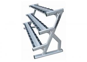 Quality Steel Double Barbell Three Tier Dumbbell Rack For 15 Pairs for sale