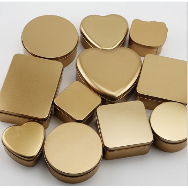 Wedding Candy Gold Tin Containers 0.21mm Small Tin Jars