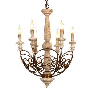 Loft chandelier antique lighting suspension lustre wooden art deco Wooden