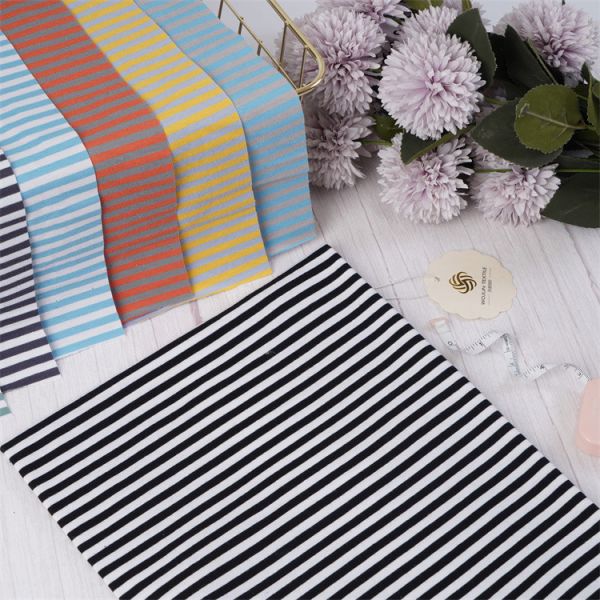 Comfortable And Breathable Skin-Friendly Striped Knit Fabric For Casual Wear