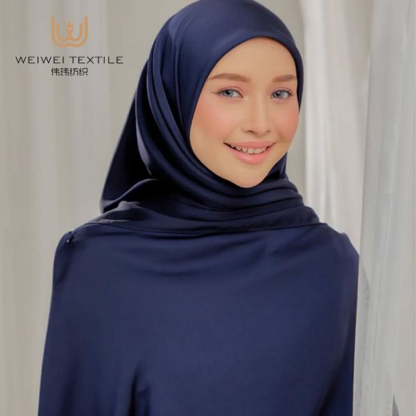 Factory Wholesale Luxury Design Soild Pattern Plain Hijab Muslim Summer Satin Scarf Shawl for Women