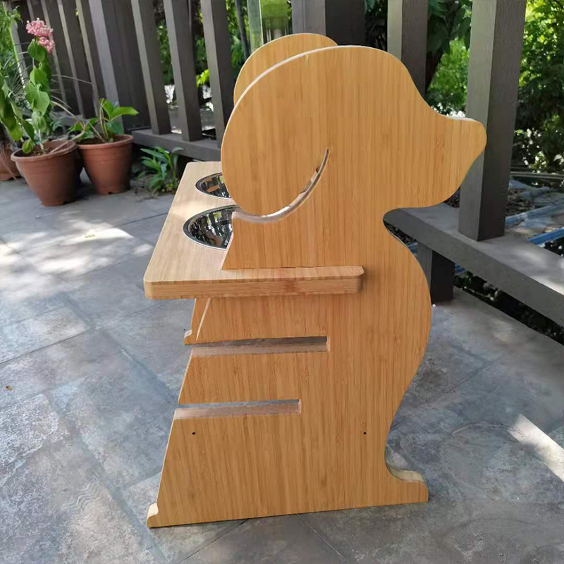 Pet Feeding Food Standing Type Installation Bamboo Neater Feeder with Elevated Bowl