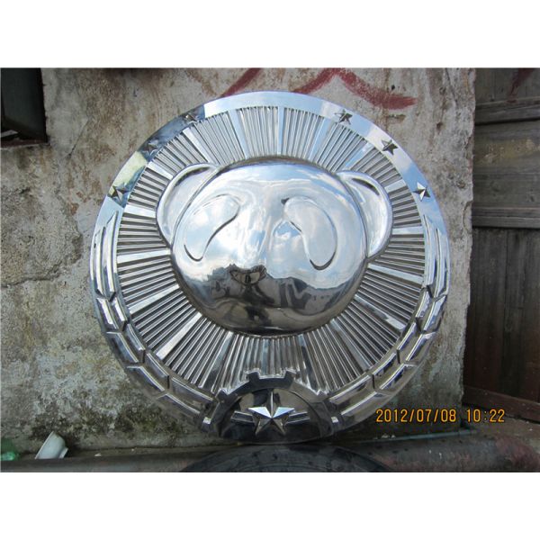 Panda Head Abstract Animal Sculpture , Polished Surface Wall Hanging Metal Sculptures