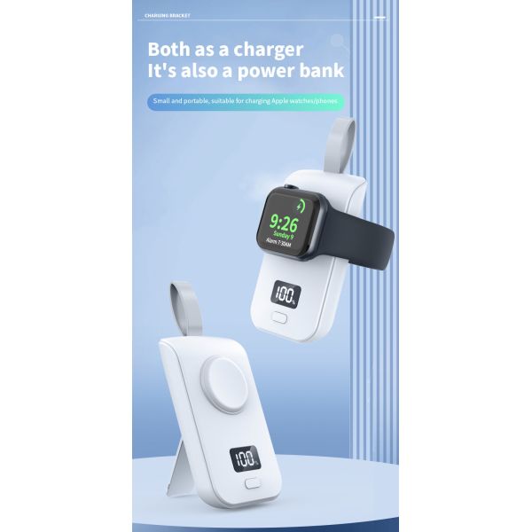 2500mAh Power Bank Portable Wireless Watch Charger With Digital Display