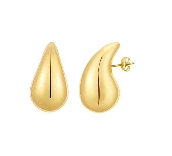 Customized Logo 18K Gold Plated Teardrop Hollow Stud Earring for Girls Jewelry