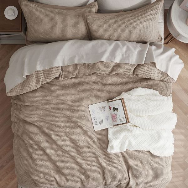 Add a Touch of Luxury to Your Bedroom with 100% Cotton Waffle Weave Duvet Cover Set
