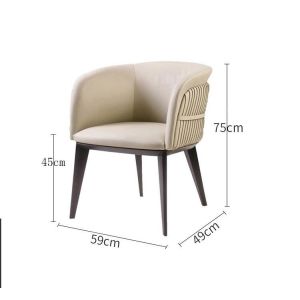 Modern Hotel Restaurant Furniture Genuine Leather Metal Dining Chair