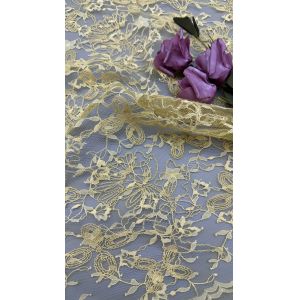 Yellow Durable and Elegant Embroidery Luxary Flower Embroidery Fabric Lace