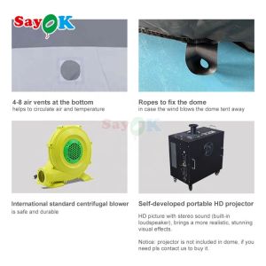 Sayok Flame-retardant 100% Blackout Portable Inflatable Planetarium Dome for