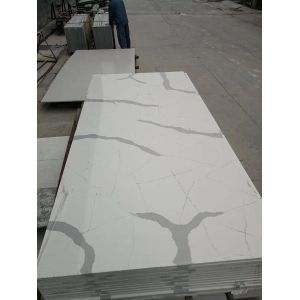Quality Wholesale Grey Veins White Calacata Quartz， white quartz slabs Stone for Kitchen Countertop for sale