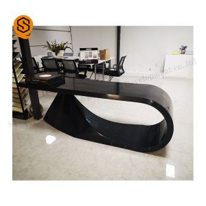 Acrylic Solid Surface Black Office Desks 100% Repairable And Renewable