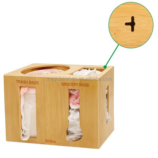 Multi-Functional Square Wall Mount Trash Bag Grocery Bag Storage Dispenser for Kitchen