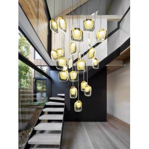 Nordic Light Luxury Designer LED Light Strip Crystal Glass Pendant Lamp For