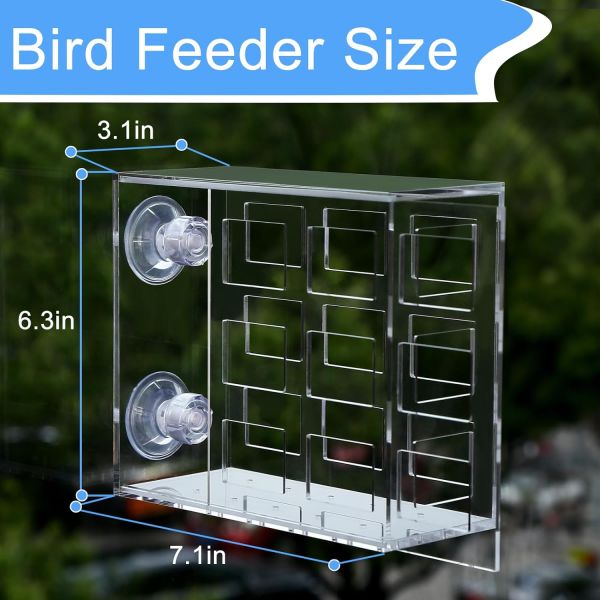 Window Acrylic Bird Feeder Hanging Mount Transparent Plexiglass Bird House OEM