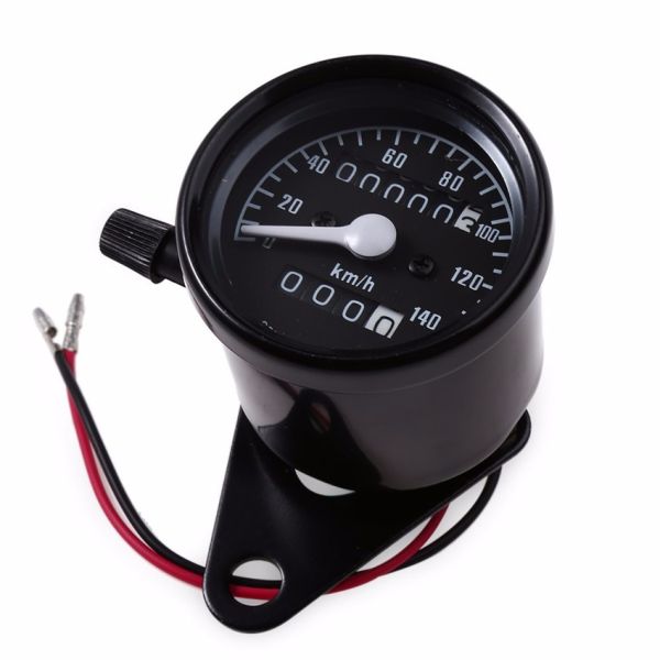 Black 12V Motorcycle Digital Speedometer , CE 140km/H Universal Motorcycle Speedometer