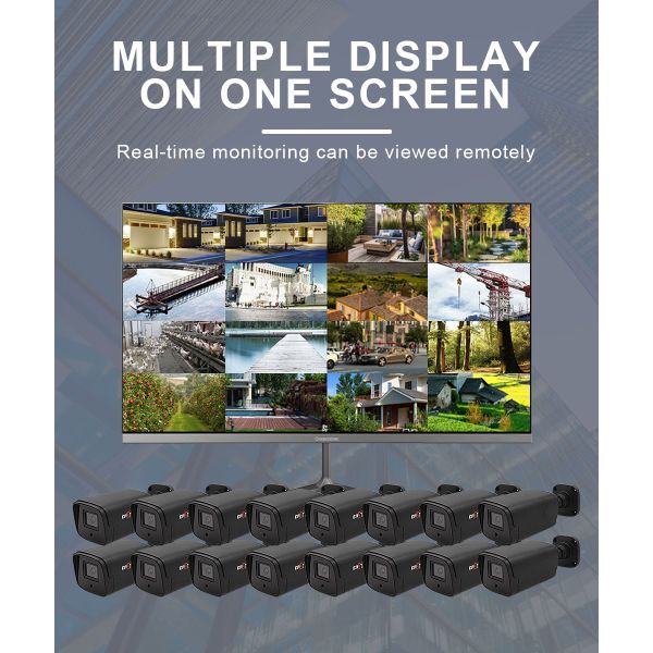 Customized HD motion detection night vision 16 ch cctv camera POE kit with monitor