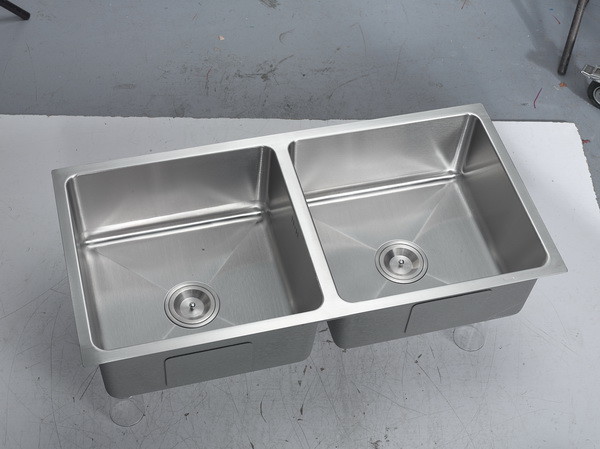 Buy Handmade Double Basin Undermount Stainless Steel Kitchen Sink Cabinet at wholesale prices